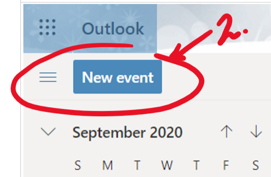 Outlook New event September 2020 s